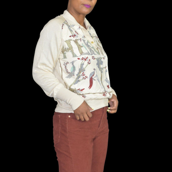 Vintage Hermes Alphabet Polo Top Beige Print Silk Scarf Knit Annie Faivre Small - Picture 11 of 16